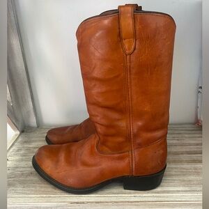 Vintage Double H Cowboy Boot Light Brown Leather Mens 9 1/2